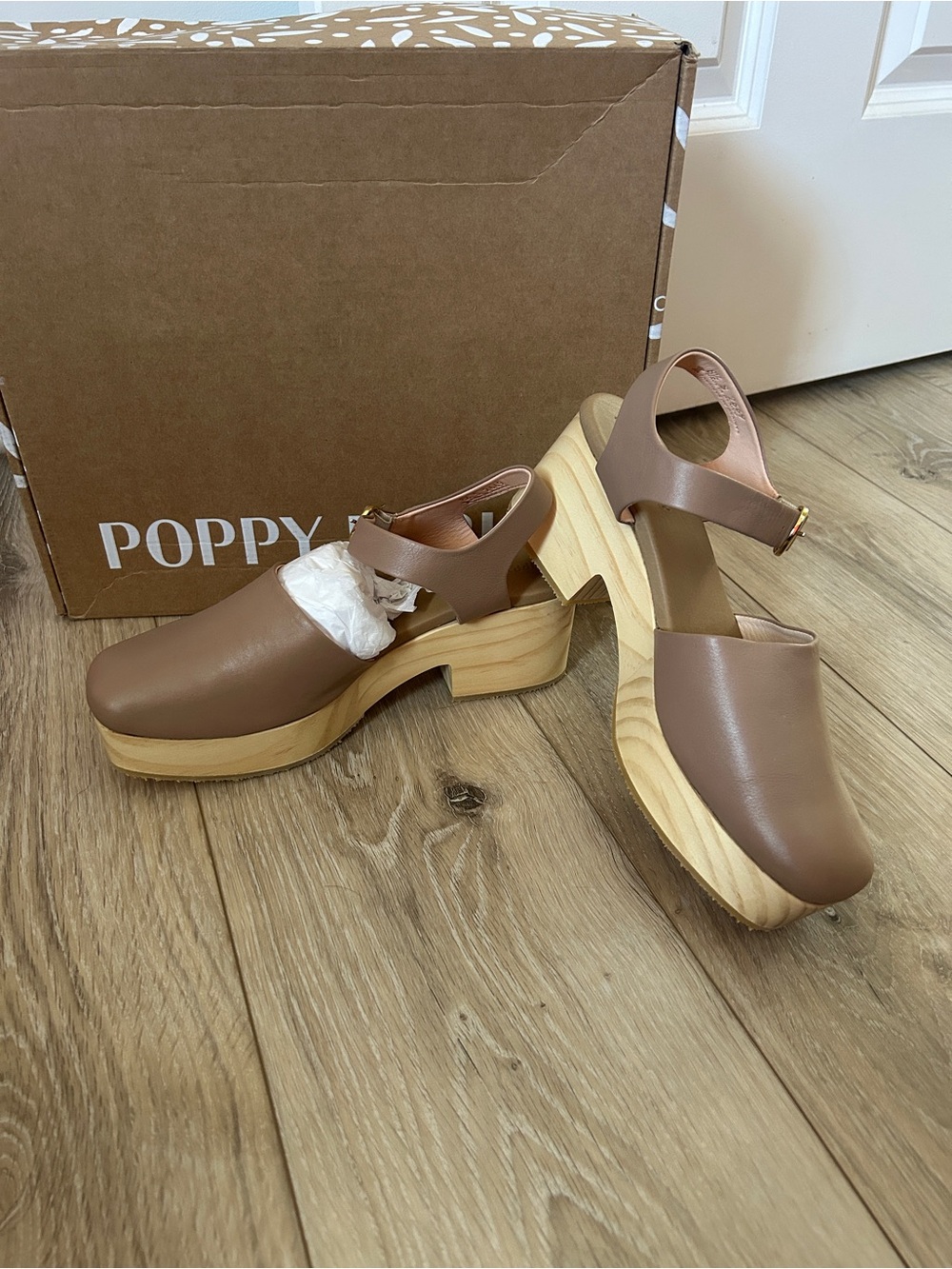 Brown Leather Platform Clog